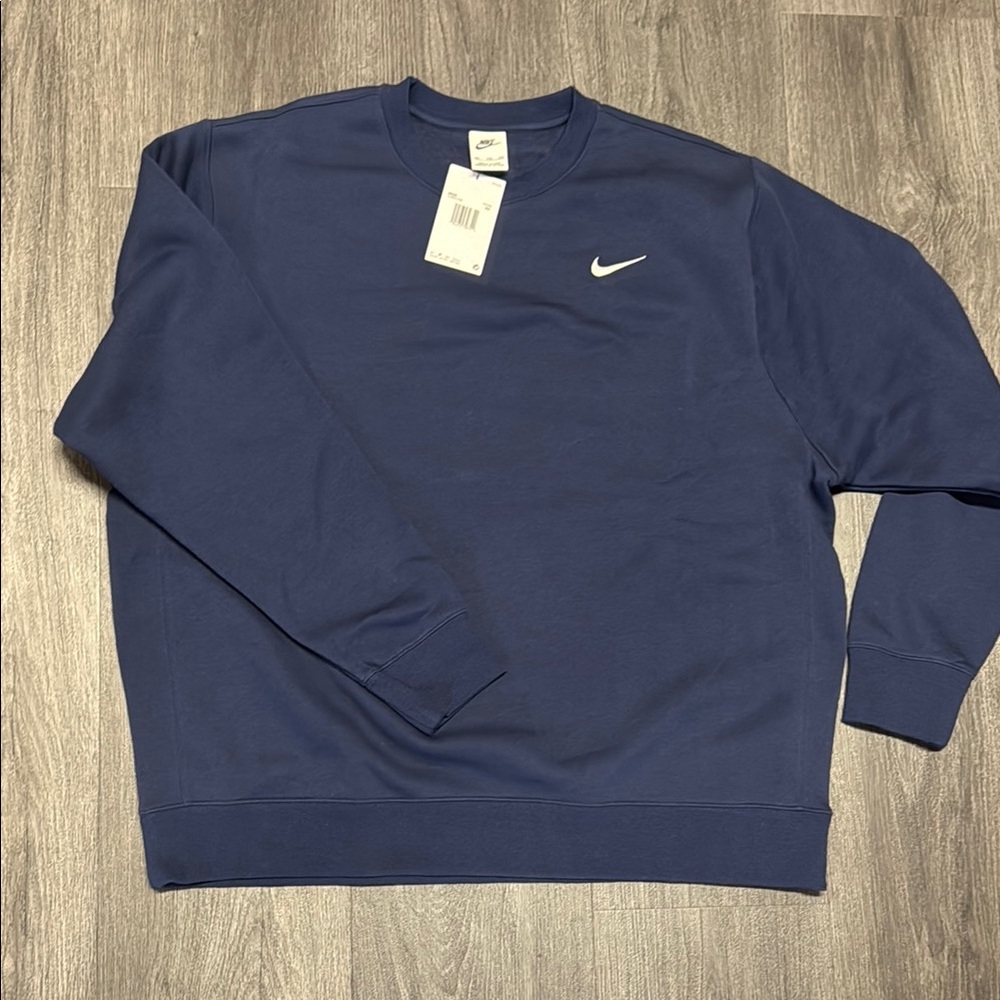 Nike Blue Crewneck Sweater with Ribbed Details